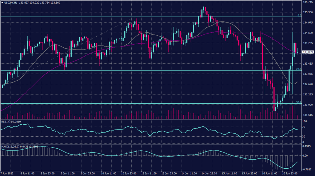 Japanese Yen Graph candle for 17 June 2022