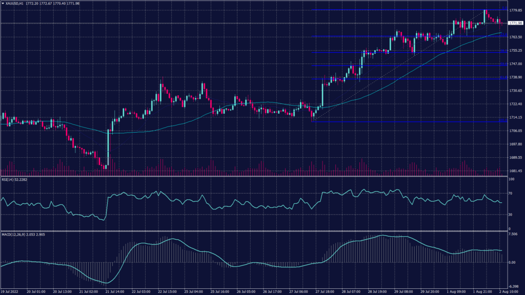 Markets Between Recession and Inflation resulting to XAUUSD chart rose nearly 0.4% to $1,778.59 an ounce- their highest level in nearly a month.