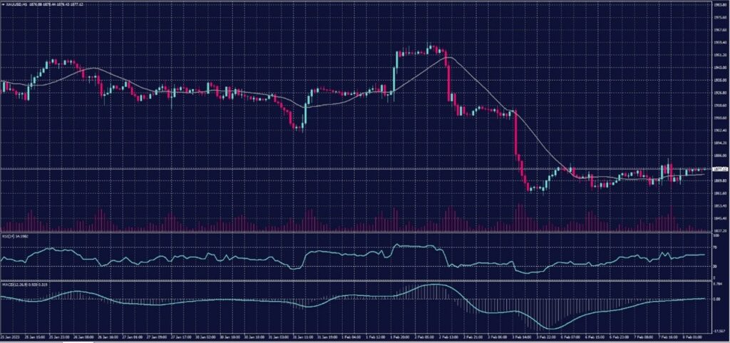 Spot Gold chart on 8 February 2023