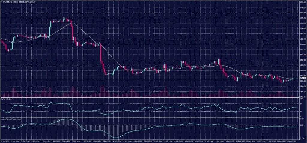 Spot Gold chart on 14 February 2023